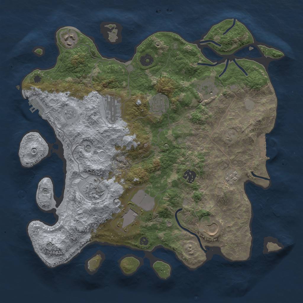 Rust Map: Procedural Map, Size: 3550, Seed: 810367, 16 Monuments