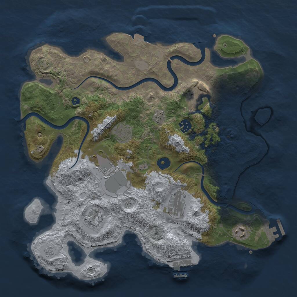 Rust Map: Procedural Map, Size: 3550, Seed: 349558, 14 Monuments