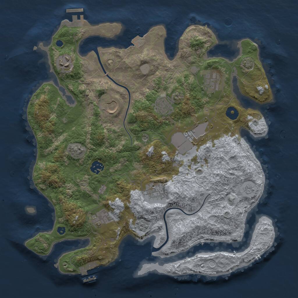 Rust Map: Procedural Map, Size: 3550, Seed: 332909, 15 Monuments