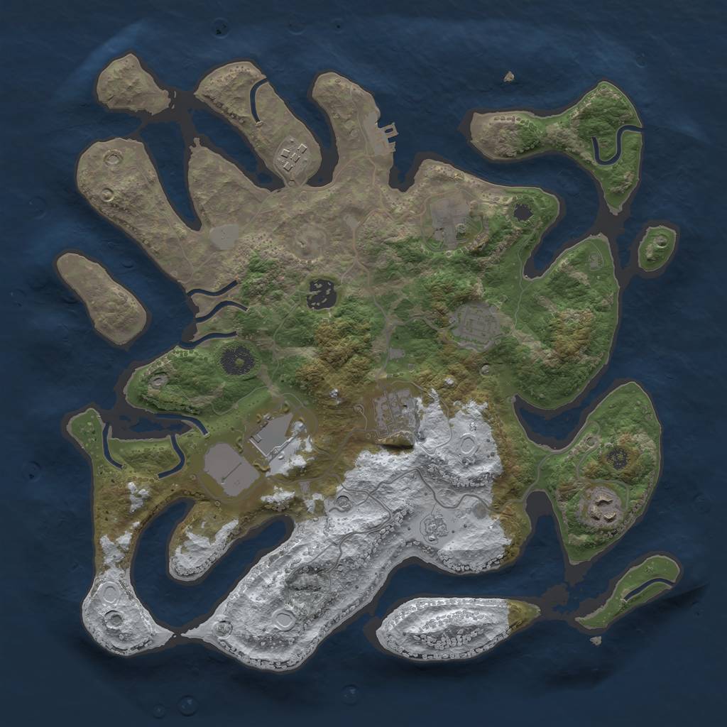 Rust Map: Procedural Map, Size: 3500, Seed: 6182749, 15 Monuments