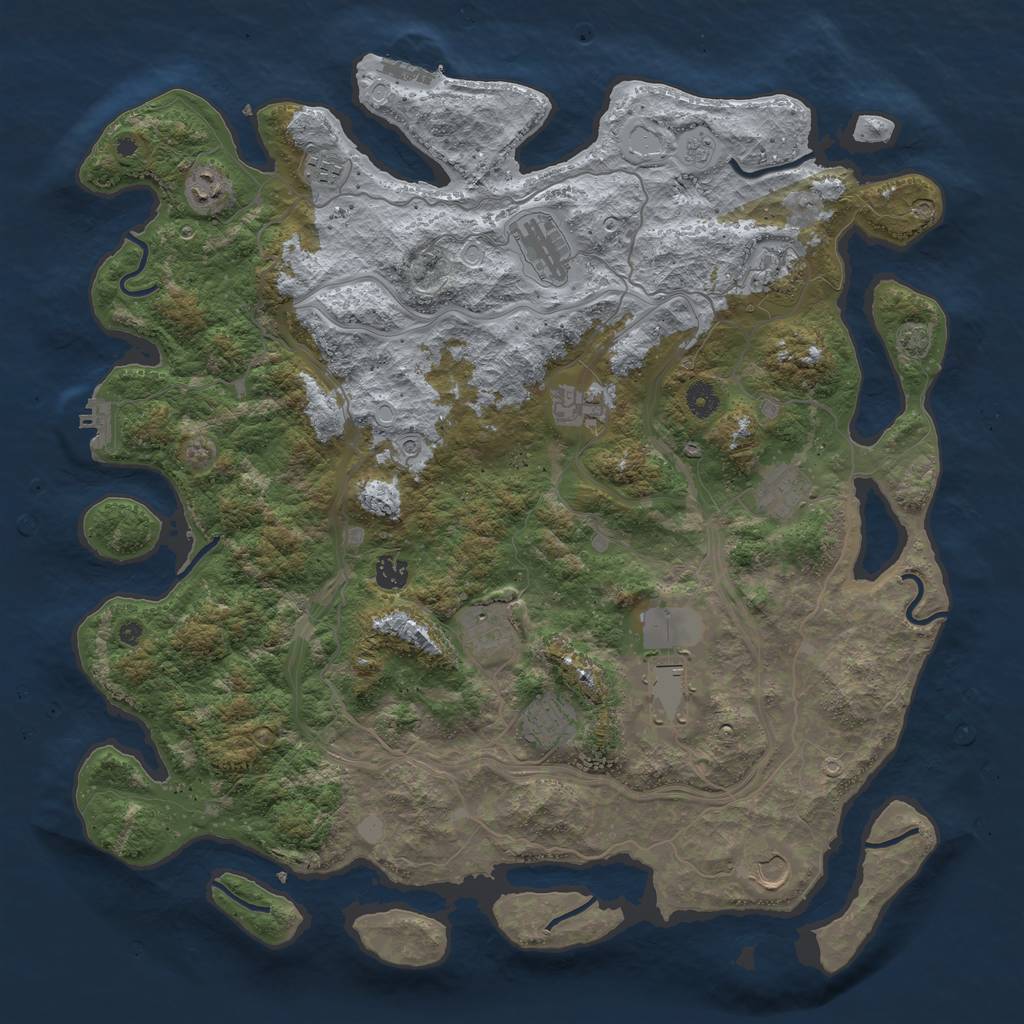 Rust Map: Procedural Map, Size: 4500, Seed: 734395, 19 Monuments