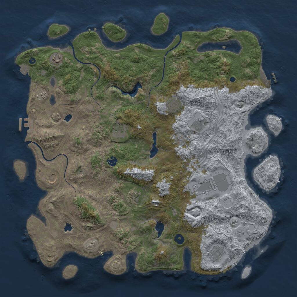 Rust Map: Procedural Map, Size: 4500, Seed: 5075737, 16 Monuments