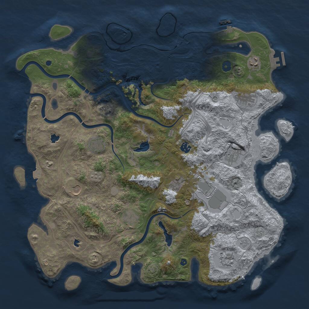 Rust Map: Procedural Map, Size: 4500, Seed: 5075737, 17 Monuments