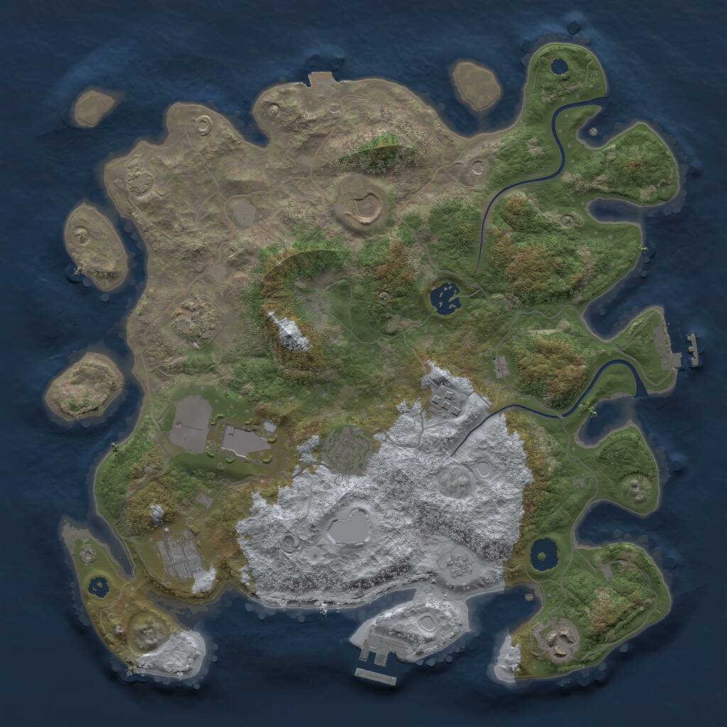 Rust Map: Procedural Map, Size: 3550, Seed: 105061, 14 Monuments