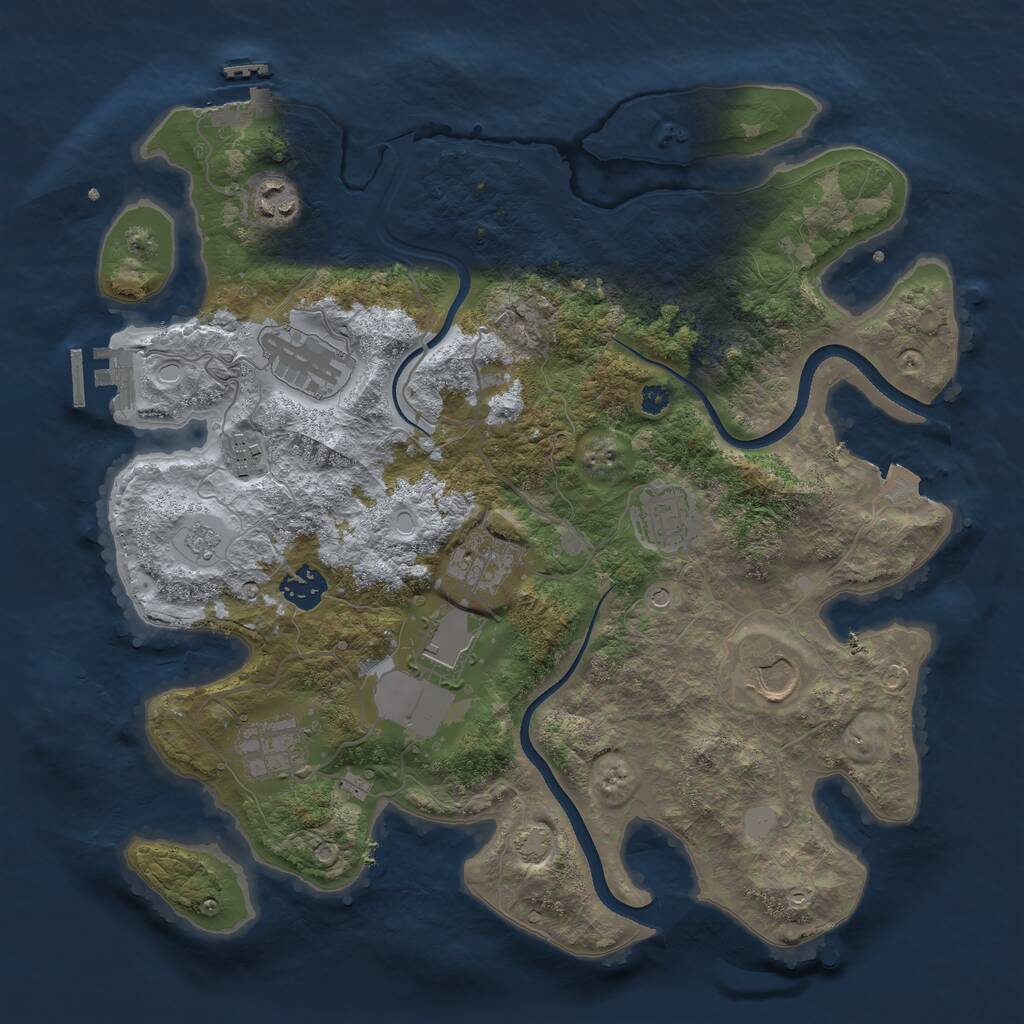 Rust Map: Procedural Map, Size: 3550, Seed: 629066, 15 Monuments