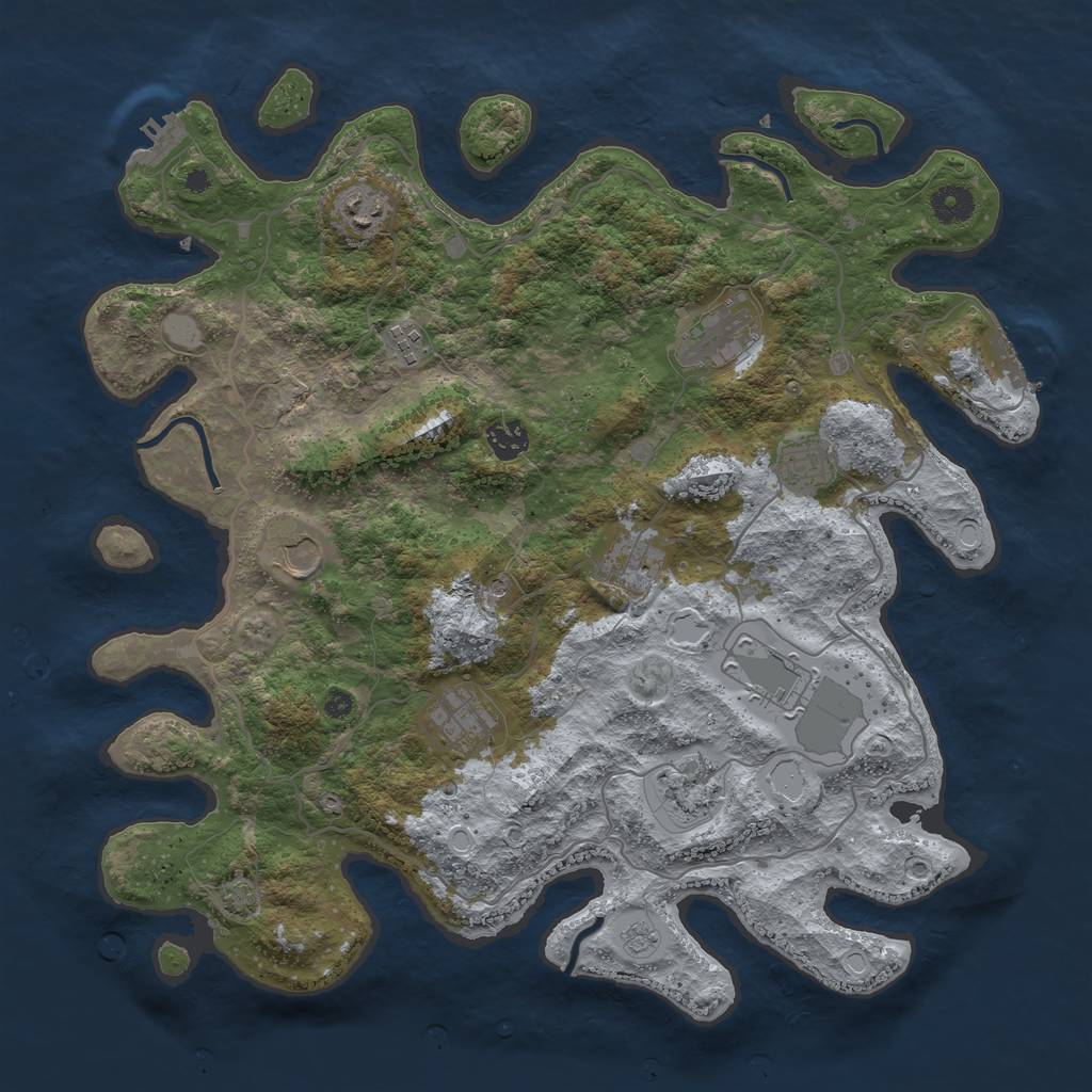 Rust Map: Procedural Map, Size: 4000, Seed: 971461, 18 Monuments