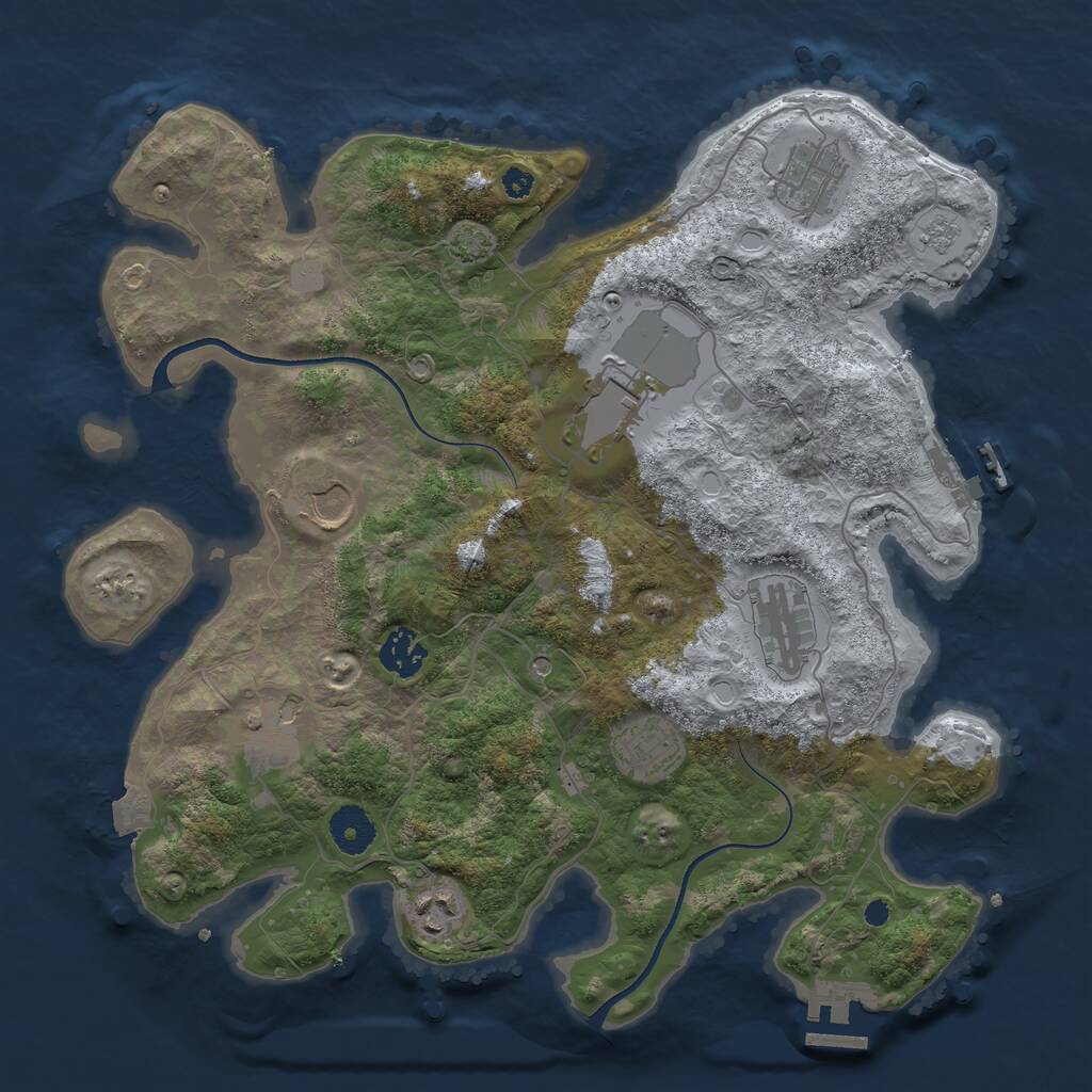 Rust Map: Procedural Map, Size: 3550, Seed: 958791, 14 Monuments