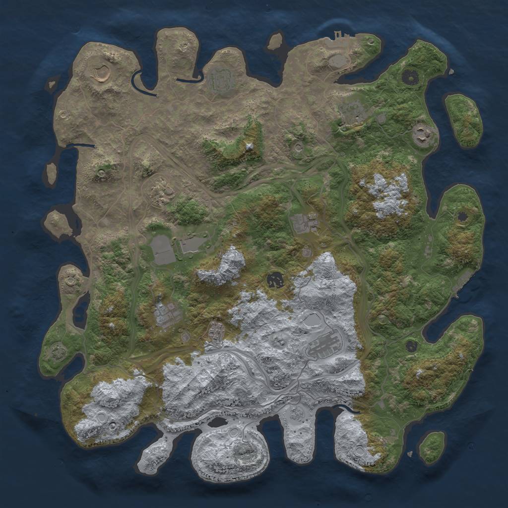 Rust Map: Procedural Map, Size: 4500, Seed: 1151043, 19 Monuments