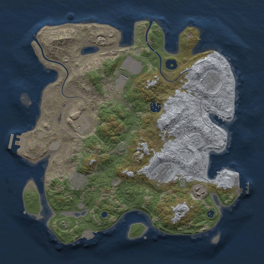 Rust Map: Procedural Map, Size: 3550, Seed: 634286, 13 Monuments