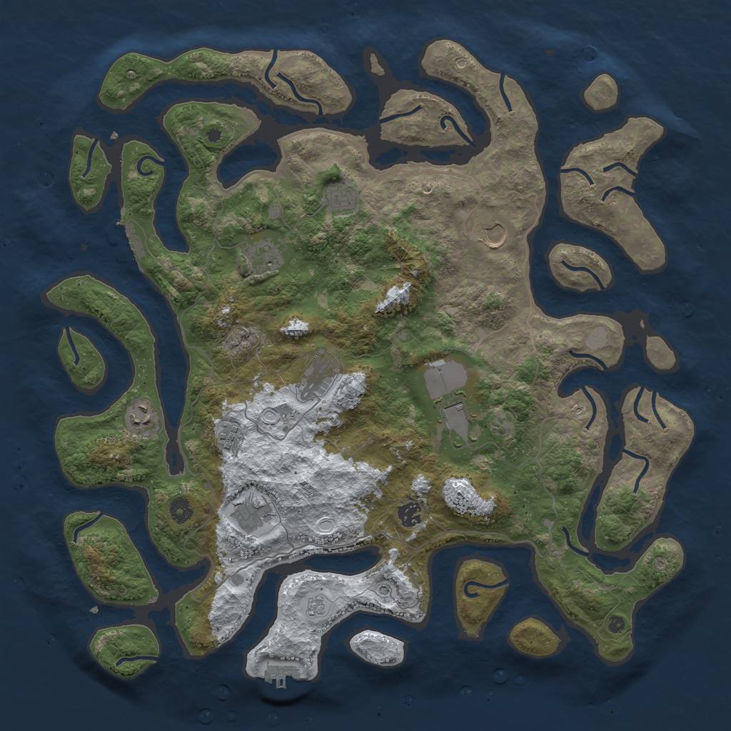 Rust Map: Procedural Map, Size: 4500, Seed: 4653510, 18 Monuments
