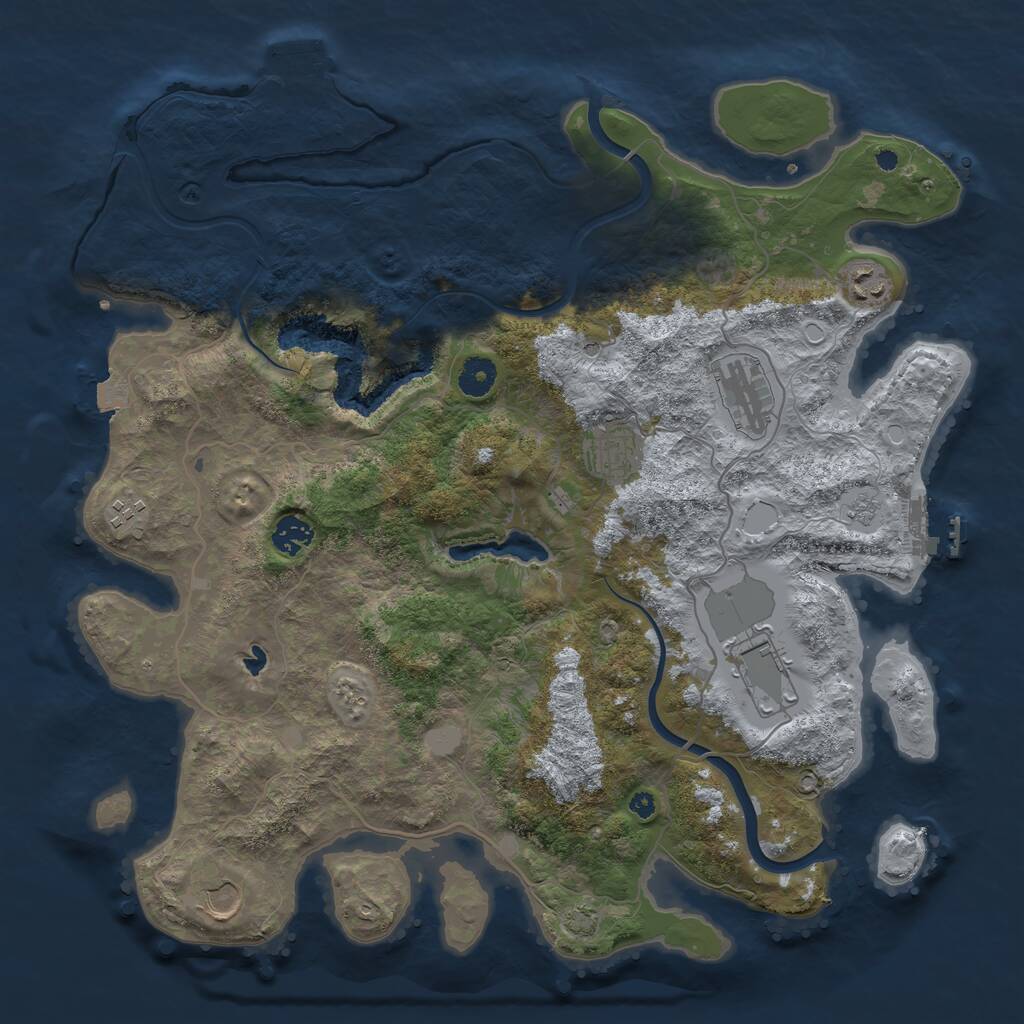 Rust Map: Procedural Map, Size: 4000, Seed: 169449, 13 Monuments