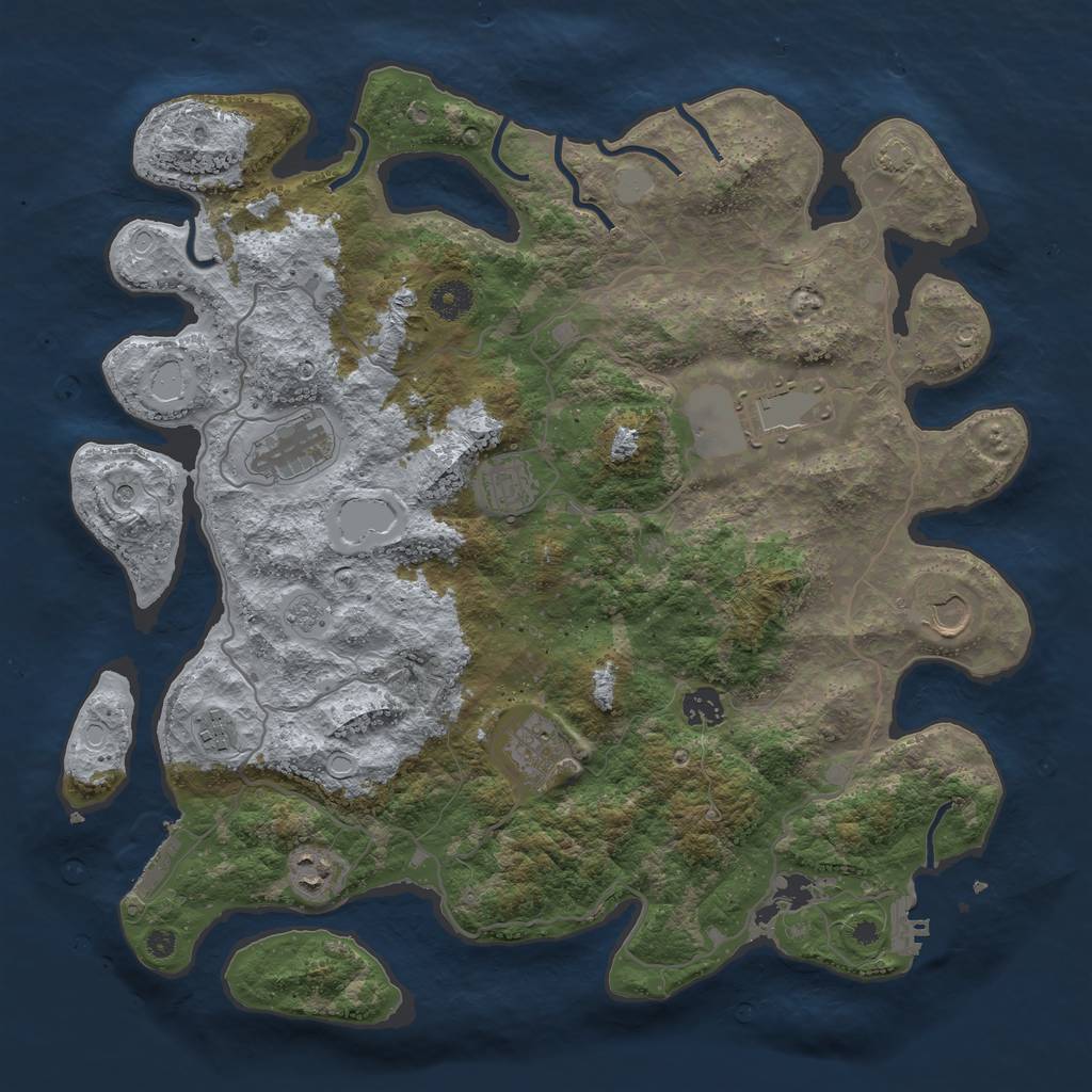 Rust Map: Procedural Map, Size: 4000, Seed: 654173, 16 Monuments