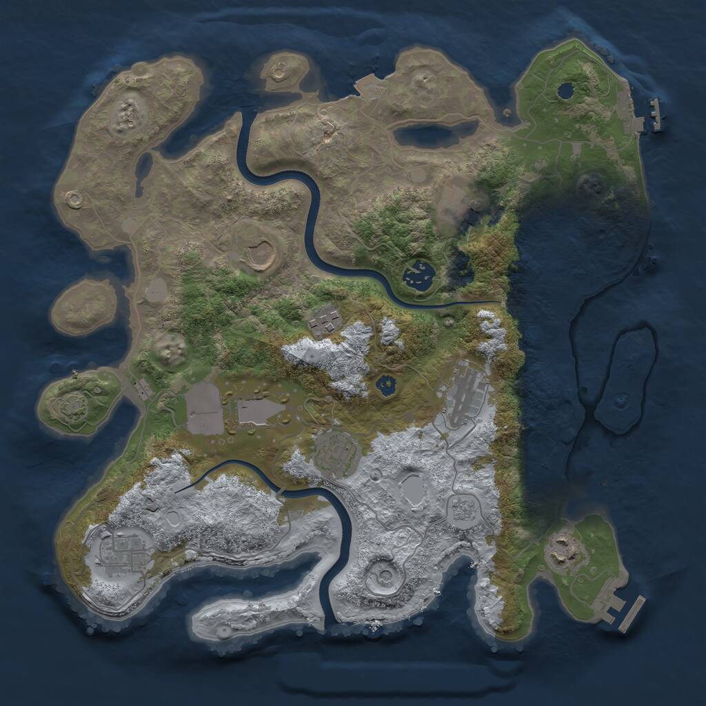 Rust Map: Procedural Map, Size: 3500, Seed: 11132, 15 Monuments