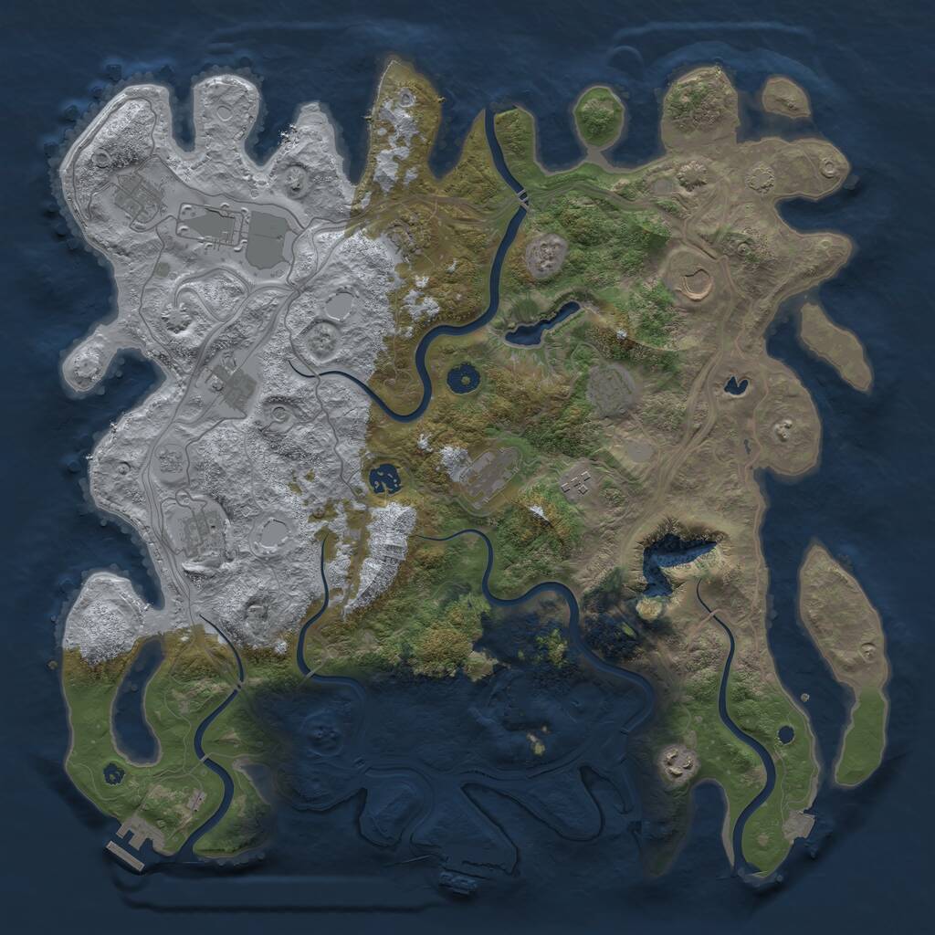 Rust Map: Procedural Map, Size: 4500, Seed: 2212070, 17 Monuments