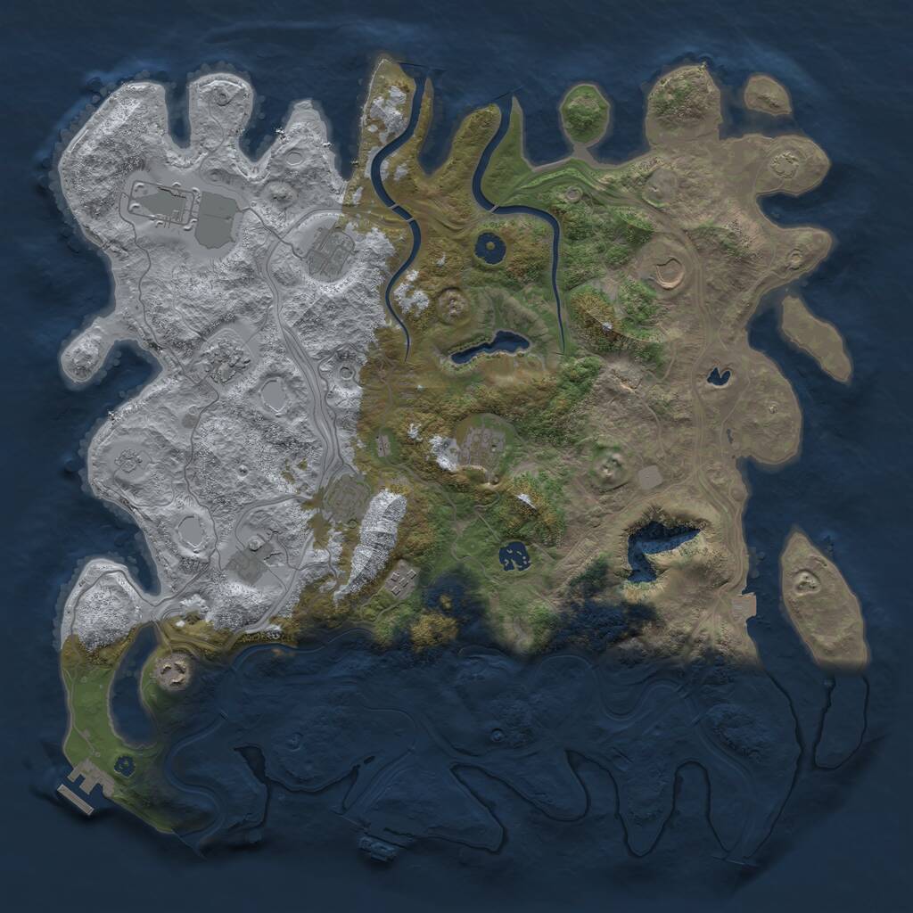 Rust Map: Procedural Map, Size: 4500, Seed: 2212070, 16 Monuments