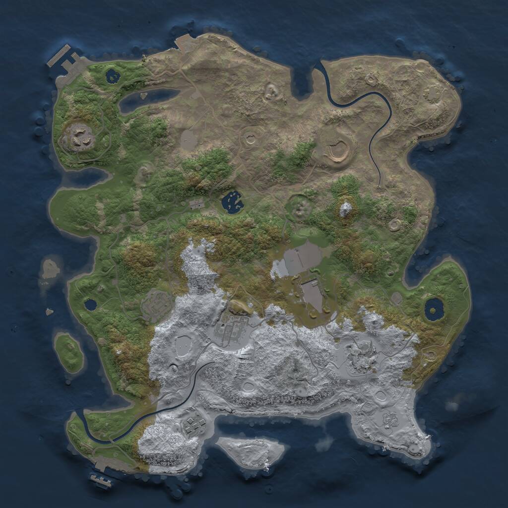 Rust Map: Procedural Map, Size: 3550, Seed: 835855, 14 Monuments