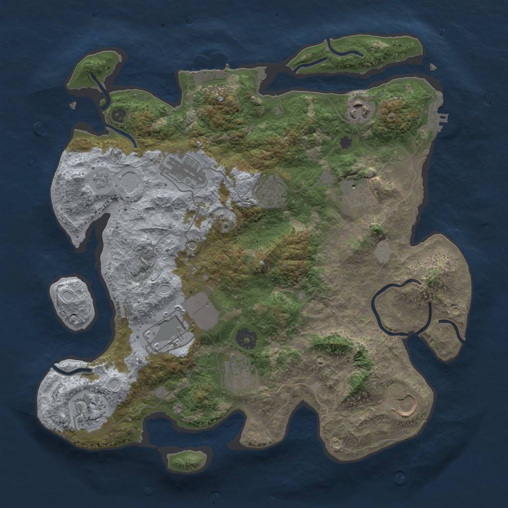 Rust Map: Procedural Map, Size: 3550, Seed: 104718, 15 Monuments