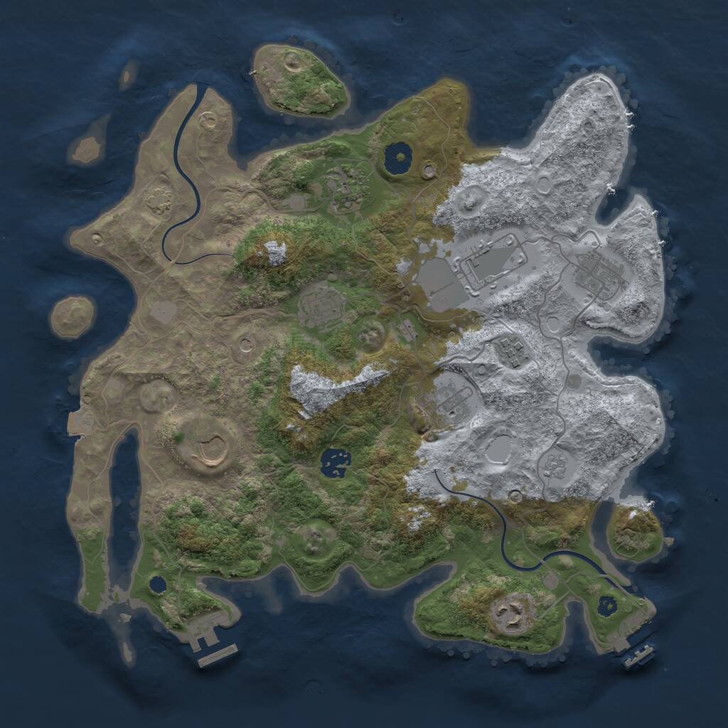 Rust Map: Procedural Map, Size: 3550, Seed: 555903, 15 Monuments