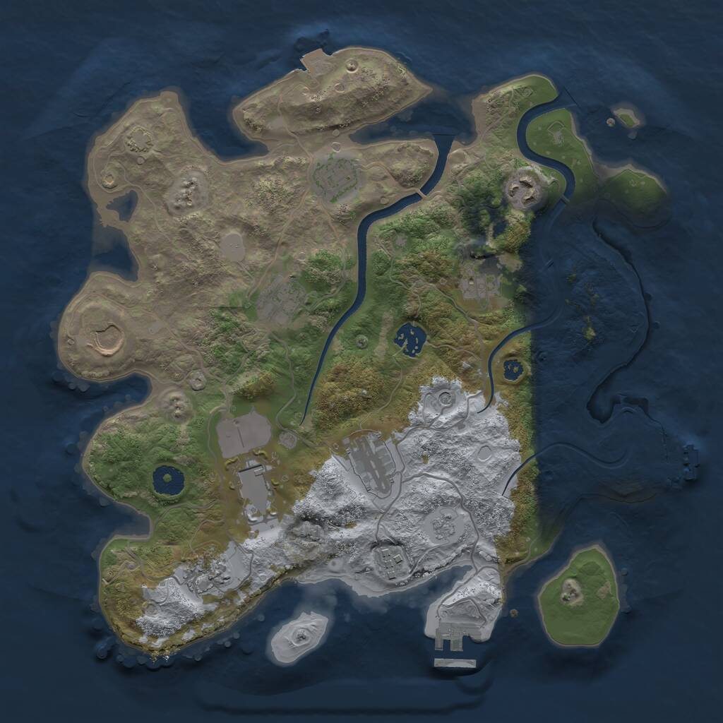 Rust Map: Procedural Map, Size: 3500, Seed: 6275652, 16 Monuments