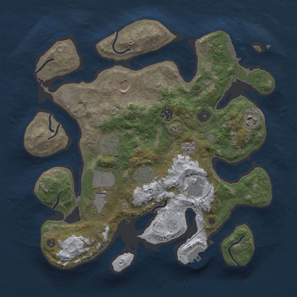 Rust Map: Procedural Map, Size: 3500, Seed: 6275652, 17 Monuments