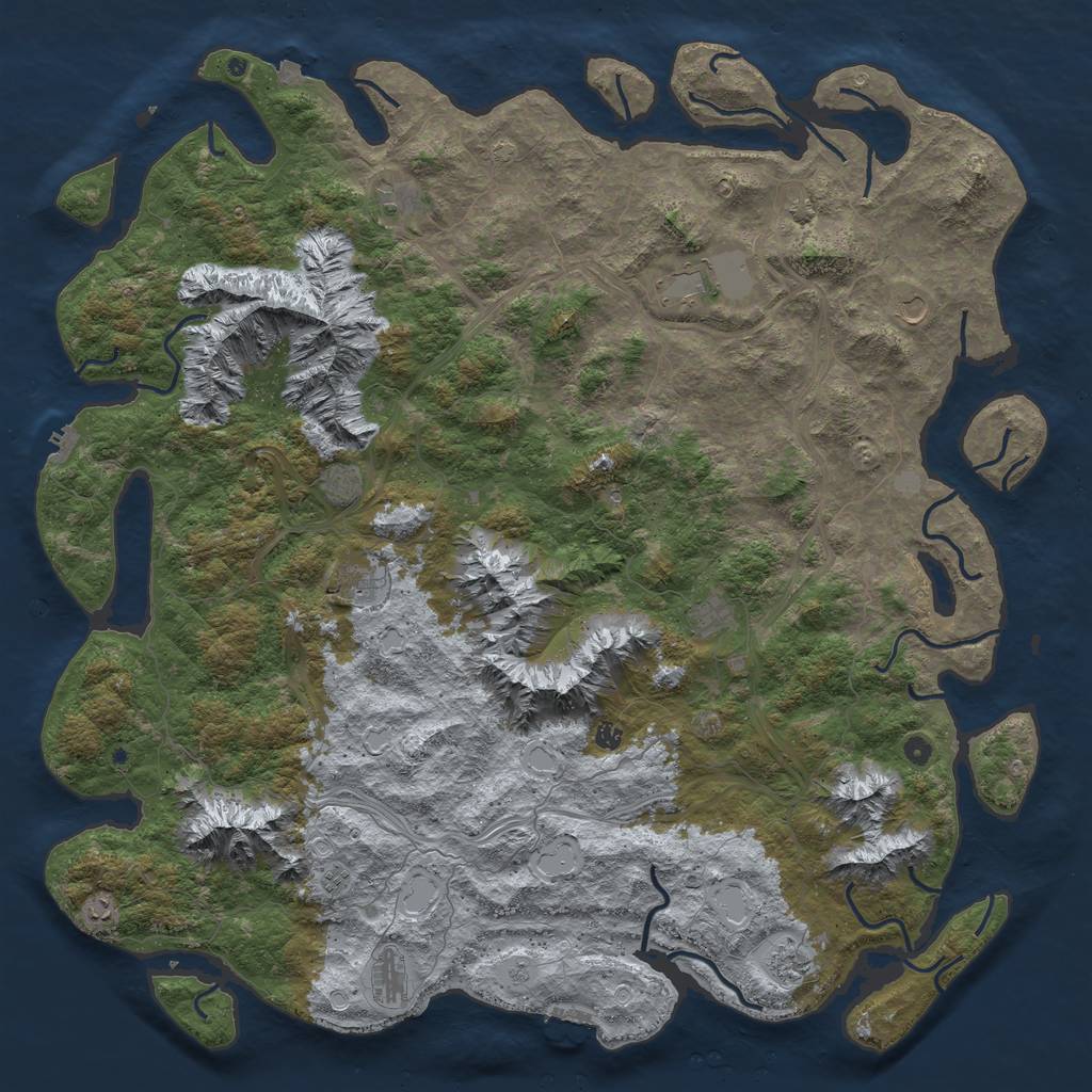 Rust Map: Procedural Map, Size: 6000, Seed: 1085731586, 19 Monuments
