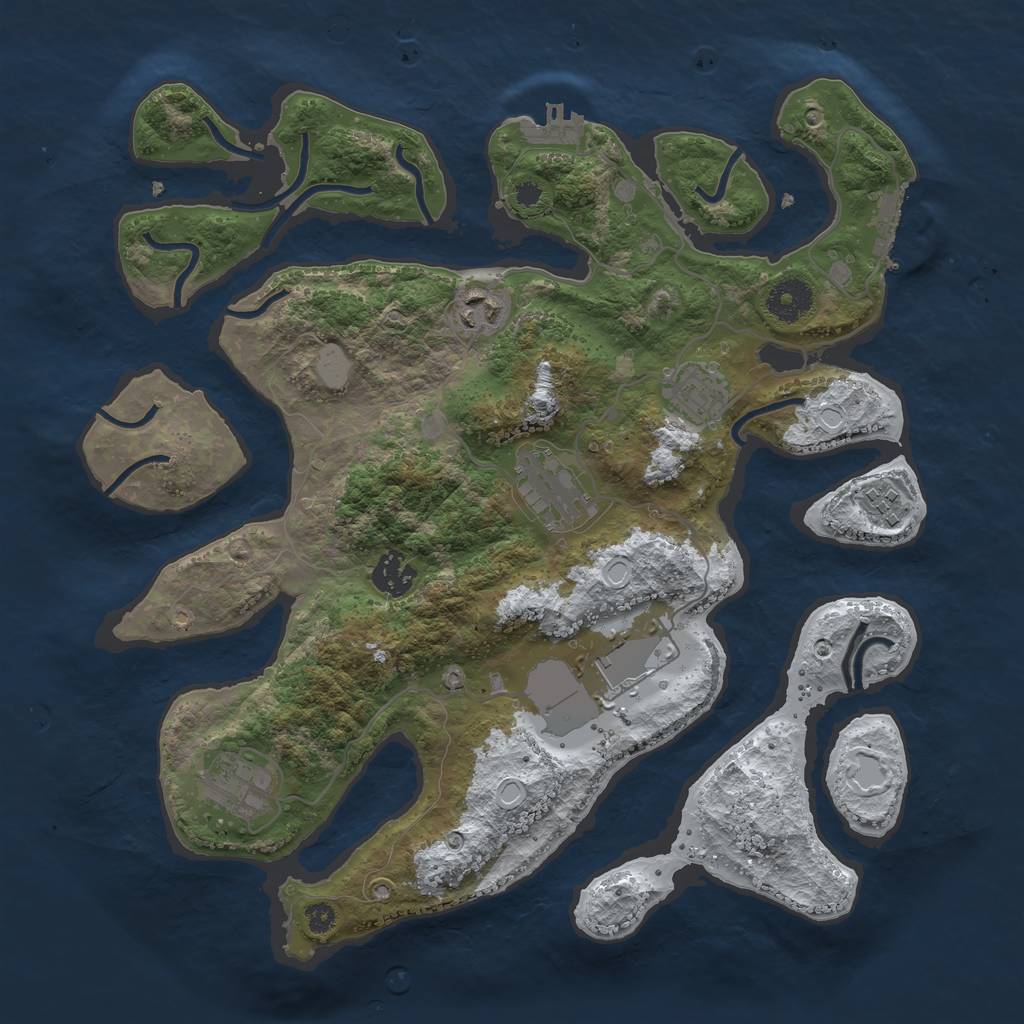 Rust Map: Procedural Map, Size: 3550, Seed: 135548, 14 Monuments