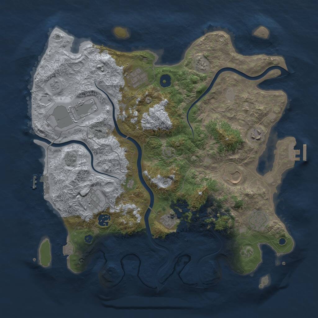 Rust Map: Procedural Map, Size: 3850, Seed: 2005608254, 15 Monuments