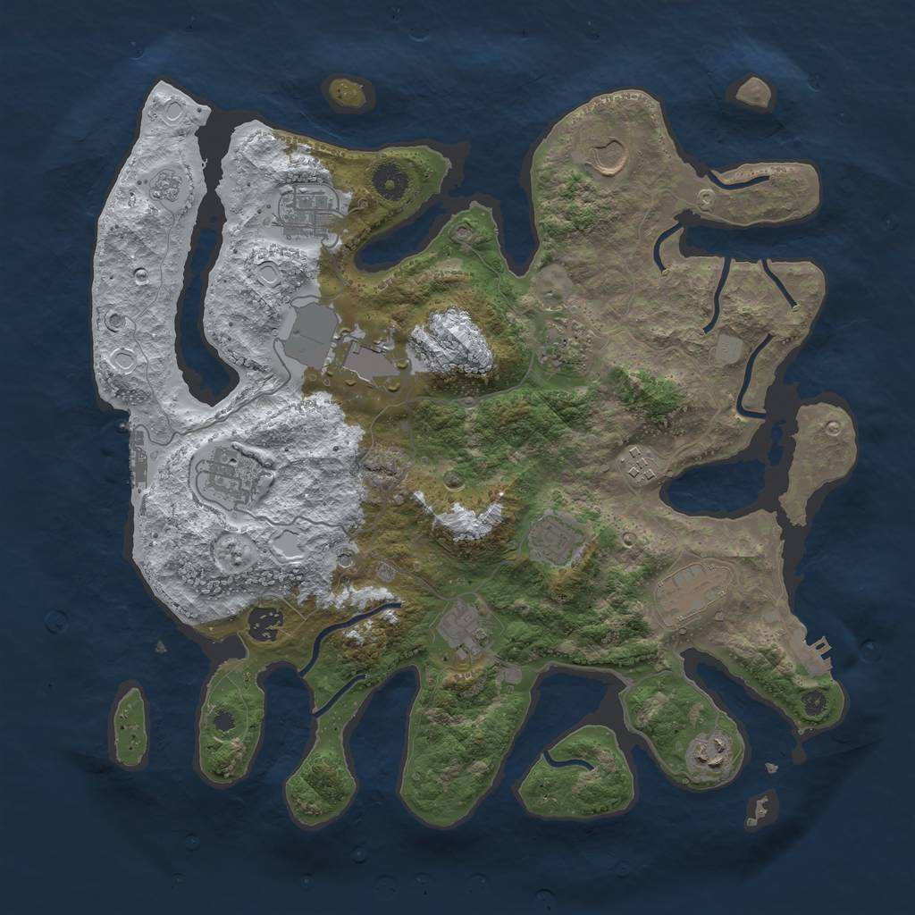 Rust Map: Procedural Map, Size: 3850, Seed: 2005608254, 20 Monuments
