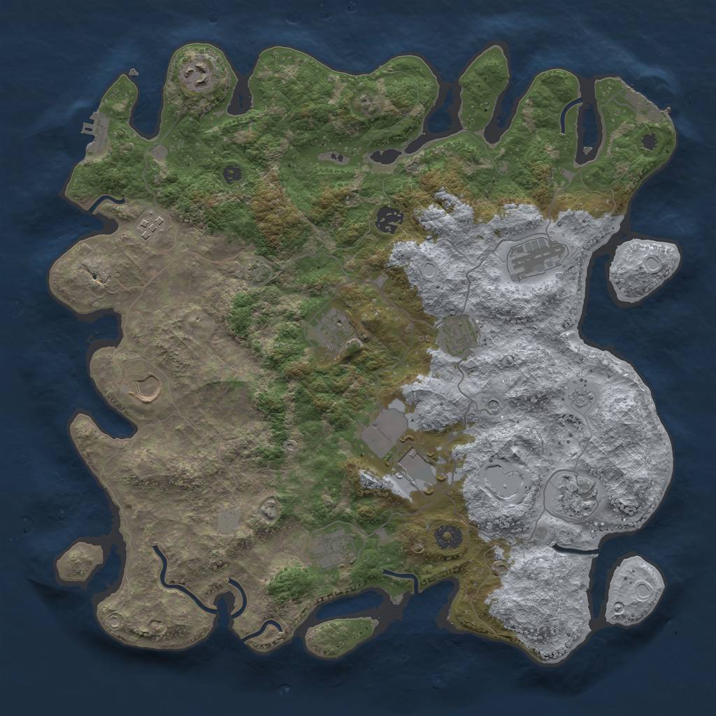 Rust Map: Procedural Map, Size: 3950, Seed: 1772752455, 18 Monuments