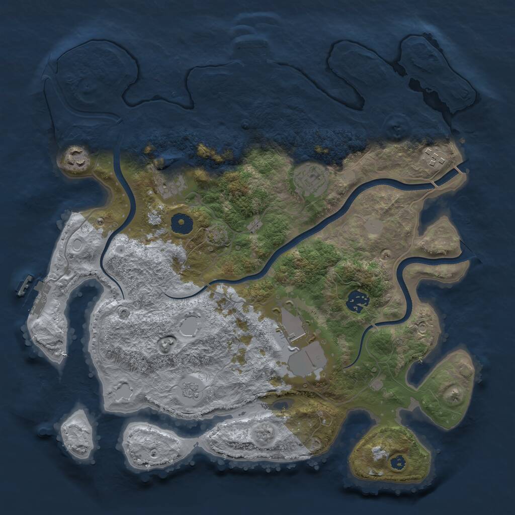 Rust Map: Procedural Map, Size: 3550, Seed: 752658, 11 Monuments