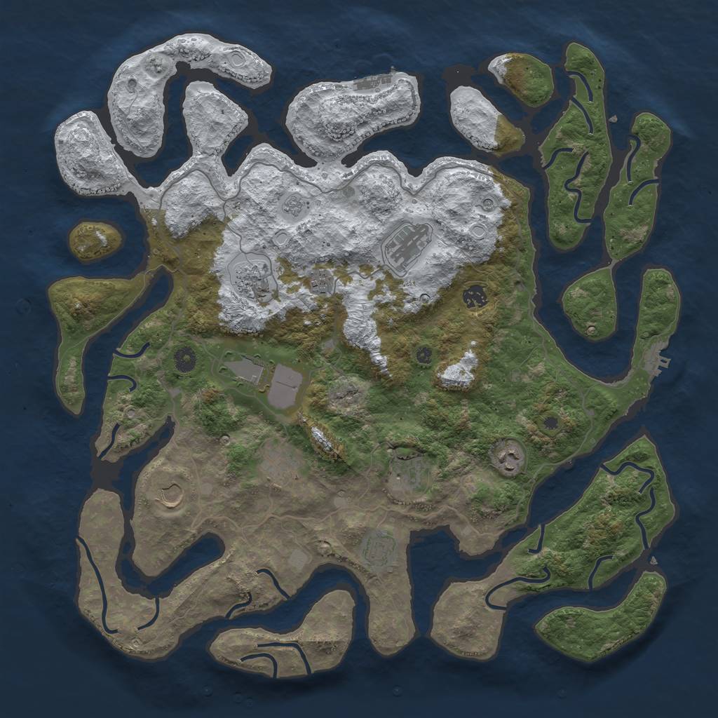 Rust Map: Procedural Map, Size: 4500, Seed: 2410814, 19 Monuments