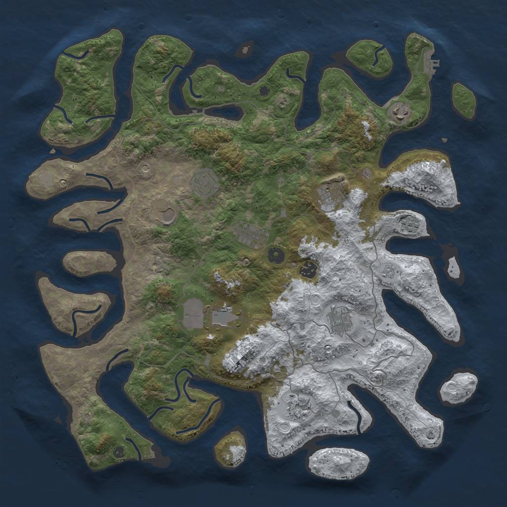 Rust Map: Procedural Map, Size: 4500, Seed: 2777374, 18 Monuments