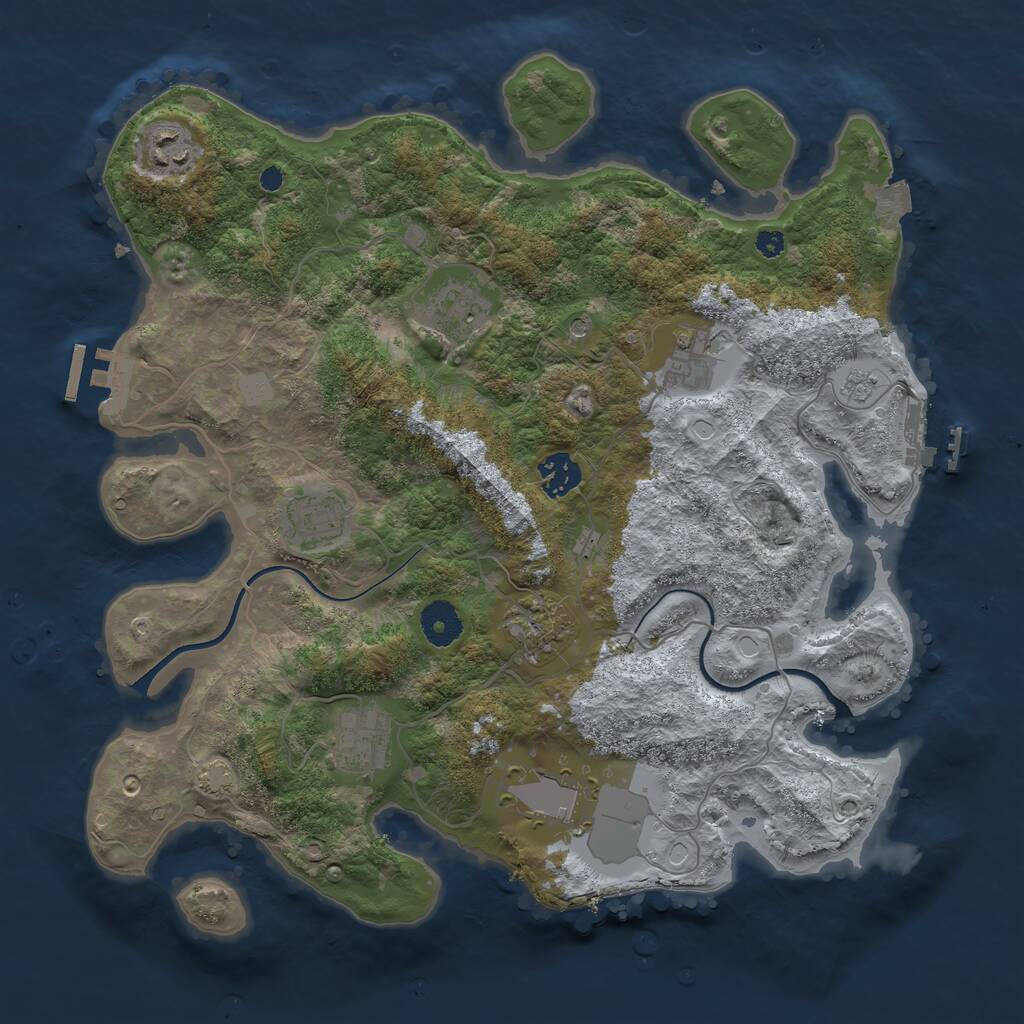 Rust Map: Procedural Map, Size: 3600, Seed: 586363926, 14 Monuments