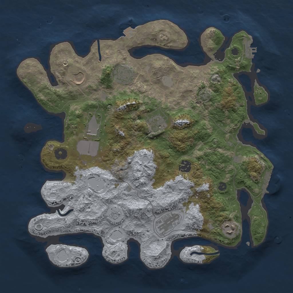 Rust Map: Procedural Map, Size: 3550, Seed: 668255, 14 Monuments