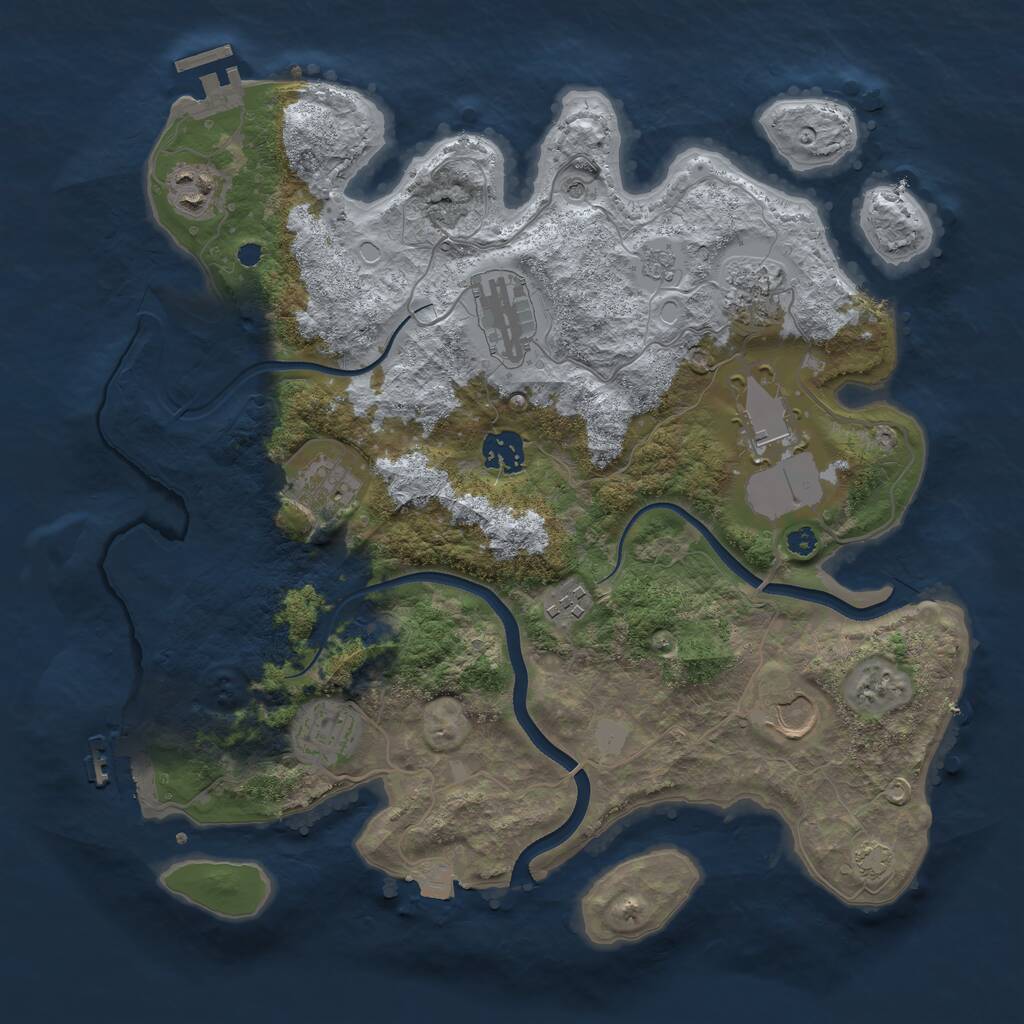 Rust Map: Procedural Map, Size: 3550, Seed: 852239, 15 Monuments