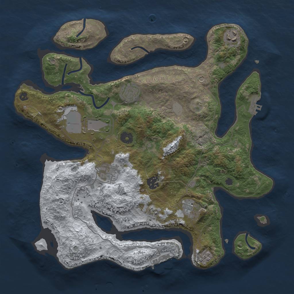 Rust Map: Procedural Map, Size: 3500, Seed: 1919523, 16 Monuments