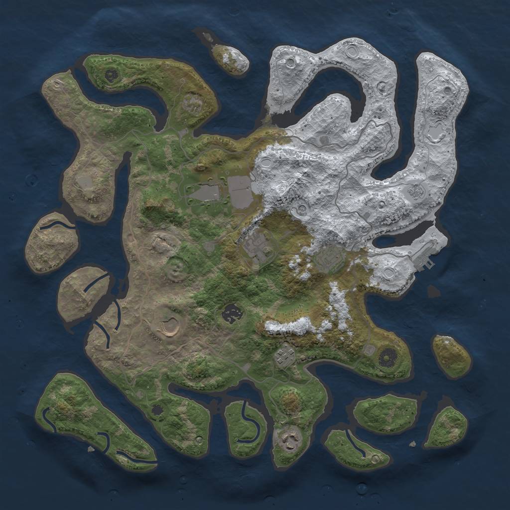 Rust Map: Procedural Map, Size: 4000, Seed: 214921, 15 Monuments