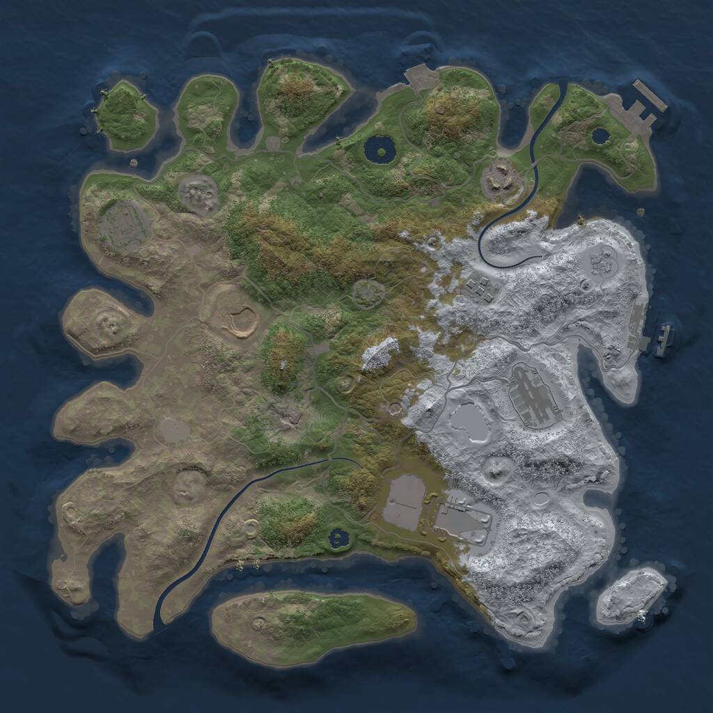 Rust Map: Procedural Map, Size: 3500, Seed: 163559094, 12 Monuments