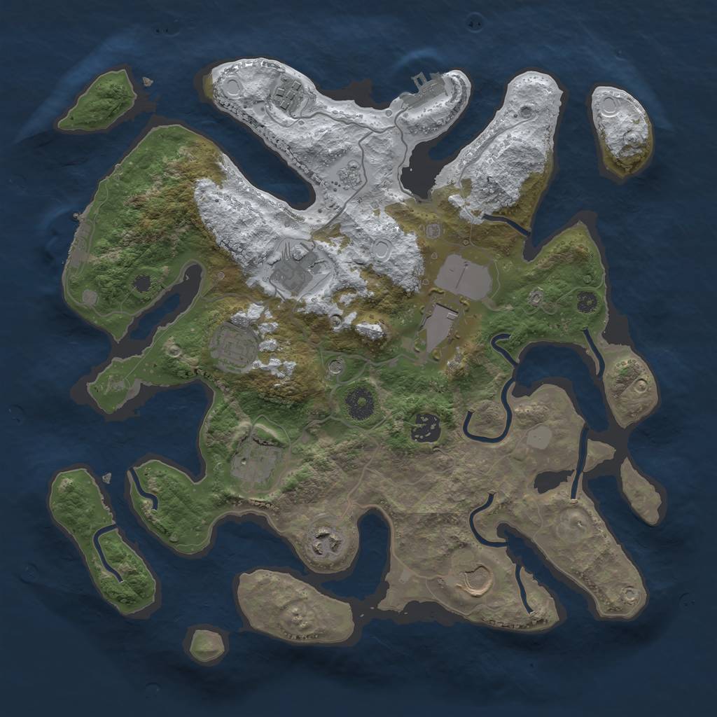 Rust Map: Procedural Map, Size: 3500, Seed: 709538, 17 Monuments