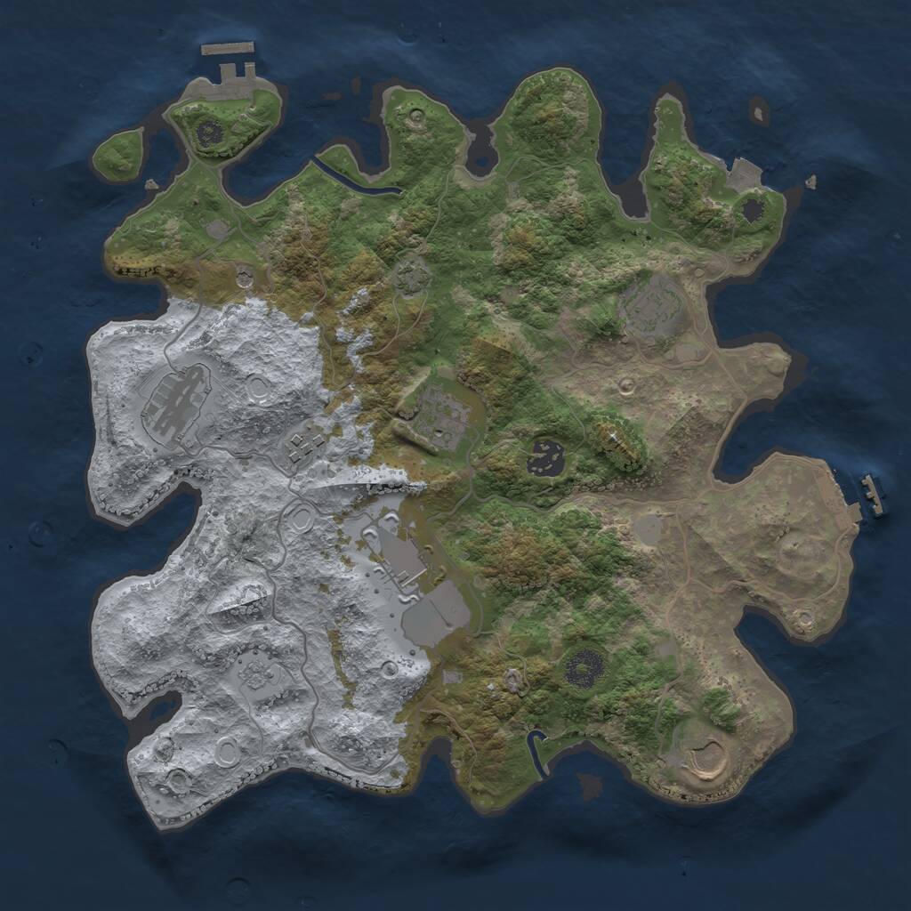 Rust Map: Procedural Map, Size: 3500, Seed: 1168531055, 13 Monuments