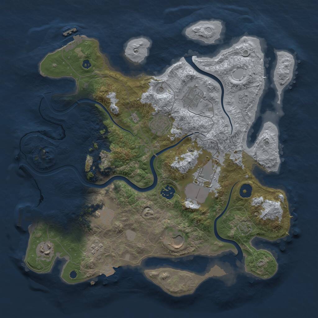 Rust Map: Procedural Map, Size: 3550, Seed: 703650, 14 Monuments