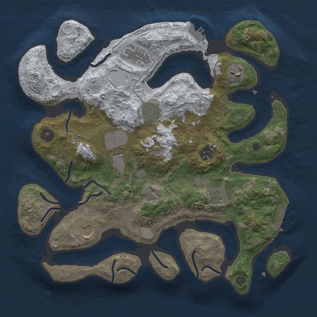 Rust Map: Procedural Map, Size: 3550, Seed: 463381, 16 Monuments