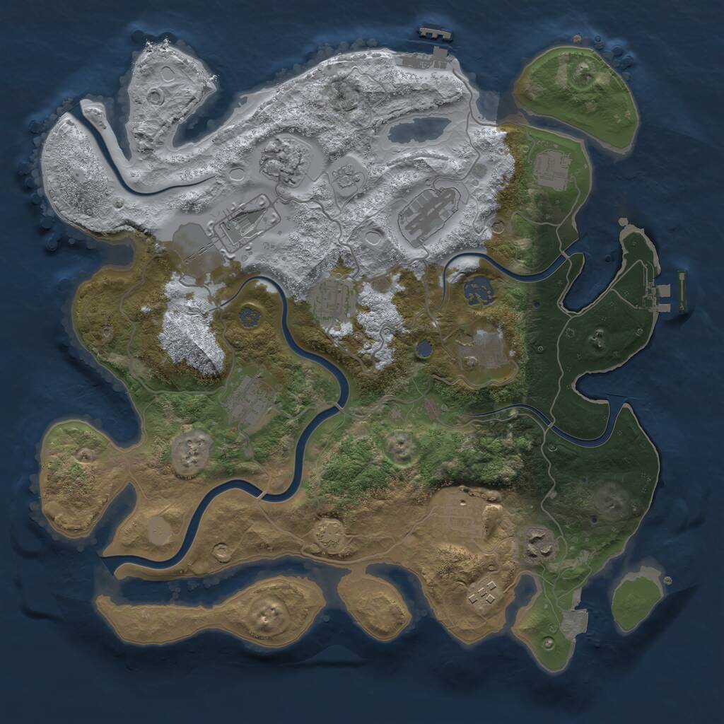 Rust Map: Procedural Map, Size: 3550, Seed: 463381, 16 Monuments