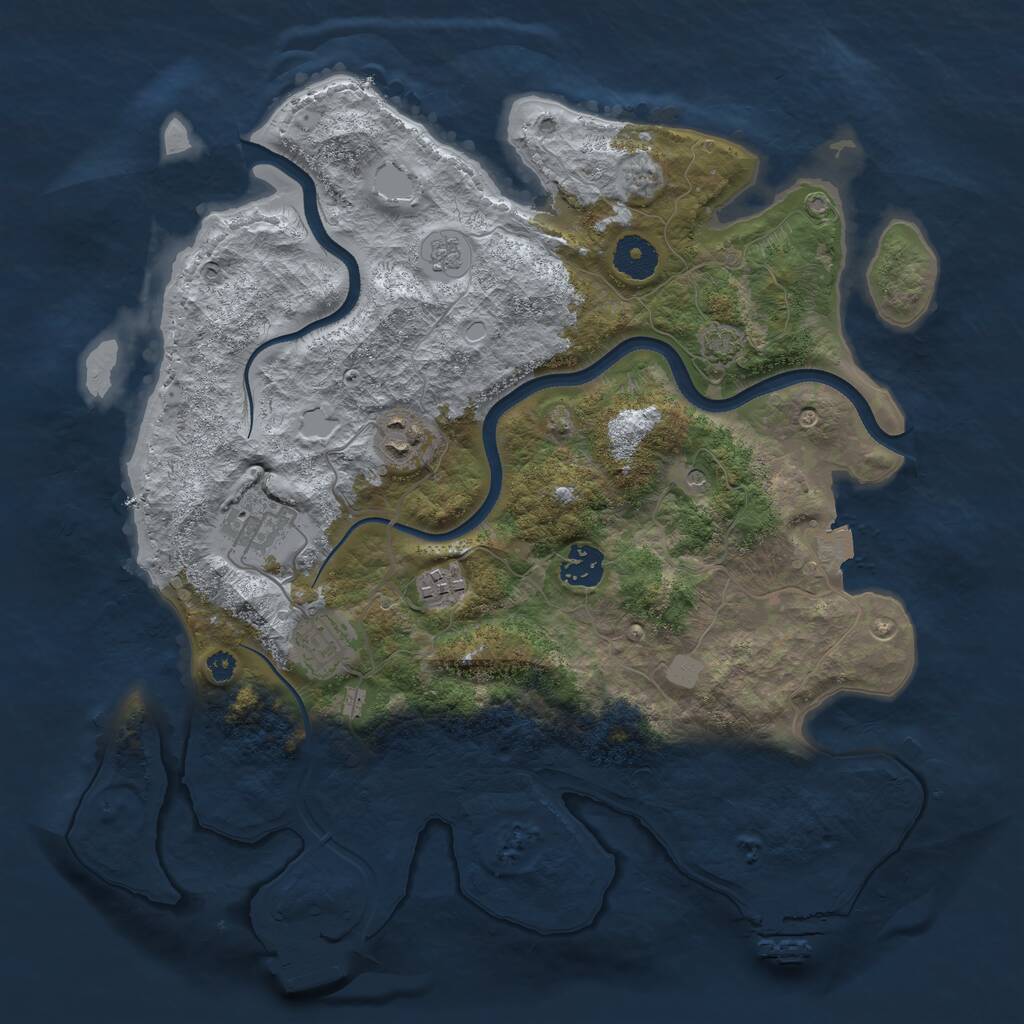 Rust Map: Procedural Map, Size: 3550, Seed: 619575, 11 Monuments