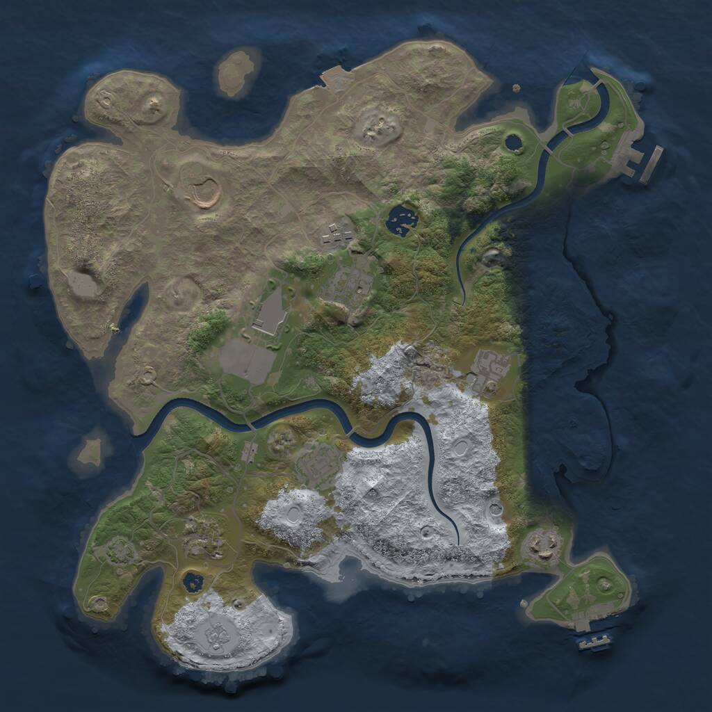 Rust Map: Procedural Map, Size: 3550, Seed: 611425, 15 Monuments