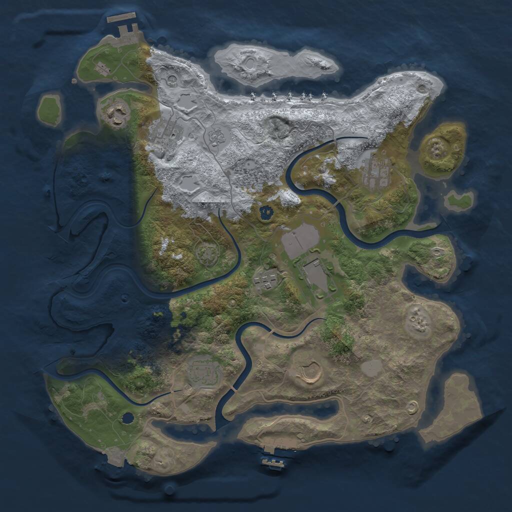 Rust Map: Procedural Map, Size: 3550, Seed: 631196, 13 Monuments