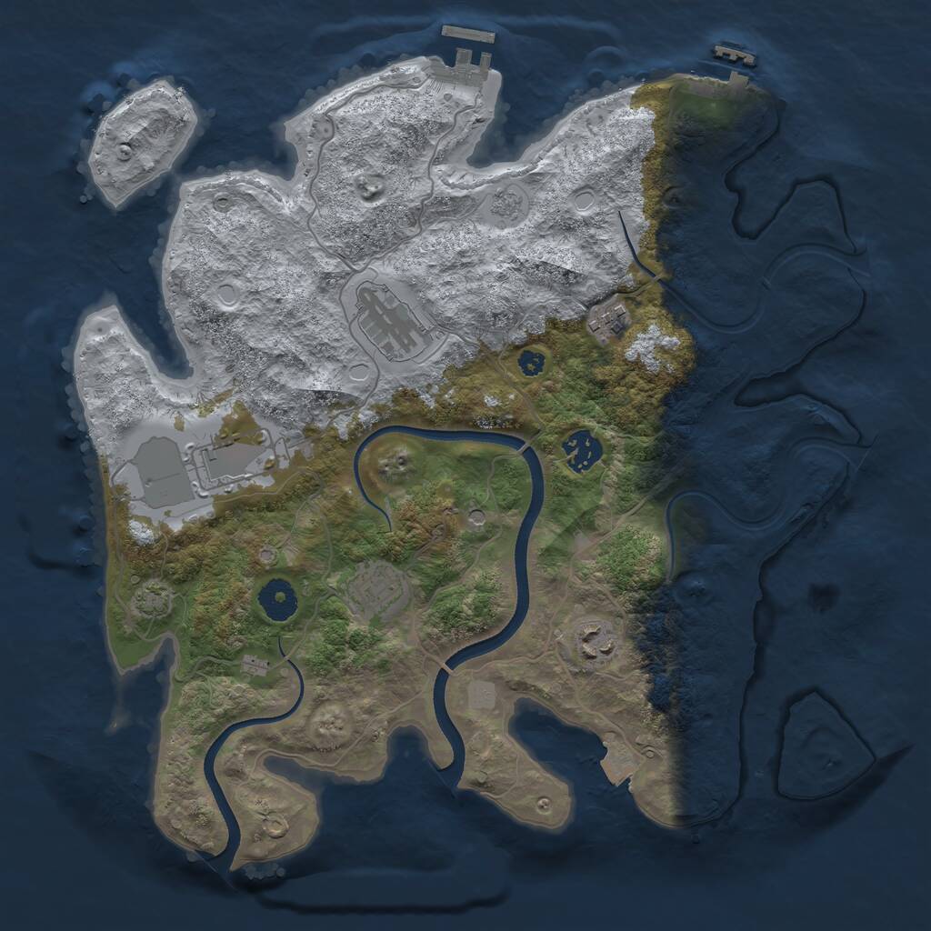 Rust Map: Procedural Map, Size: 3550, Seed: 447168, 12 Monuments