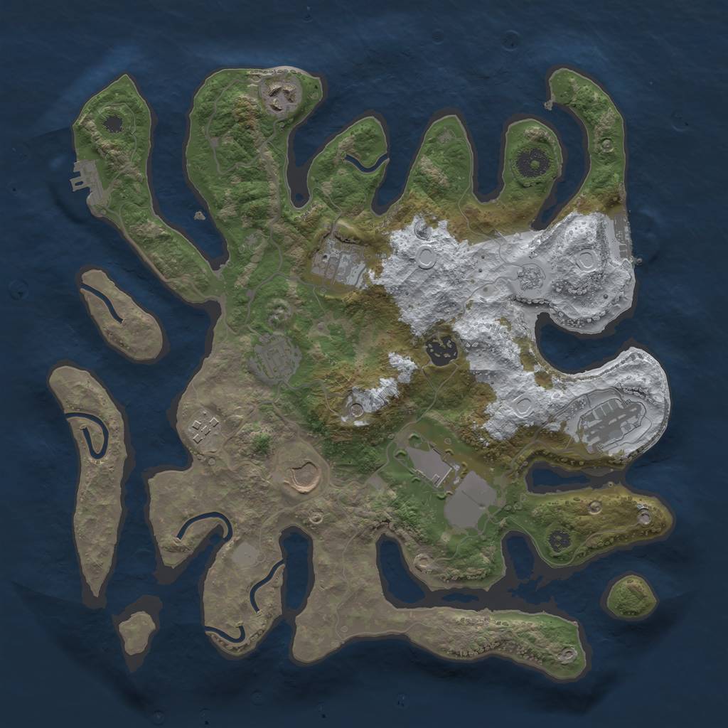 Rust Map: Procedural Map, Size: 3500, Seed: 3666716, 17 Monuments