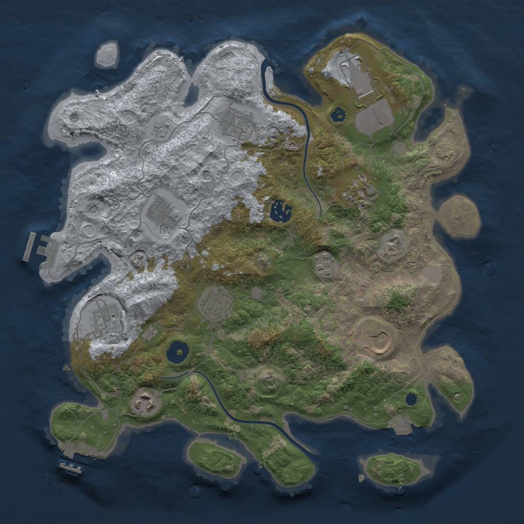 Rust Map: Procedural Map, Size: 3550, Seed: 508713, 16 Monuments