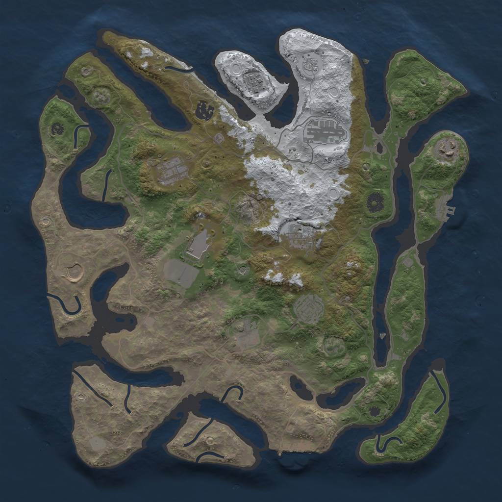 Rust Map: Procedural Map, Size: 4000, Seed: 3254580, 19 Monuments